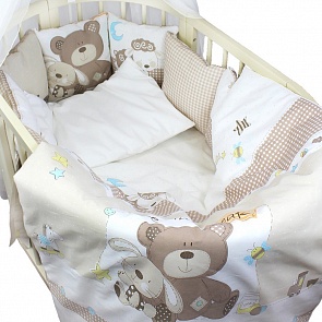 Комплект для овальной кроватки - Малышки, 7 предметов, бязь (Labeillebaby, 7113)